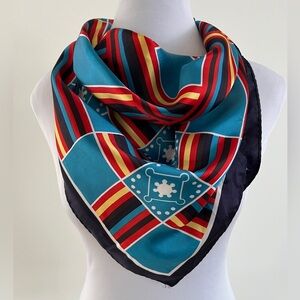 VINTAGE Square Acetate Scarf Made Japan Geometric Vibrant Colour Block Retro